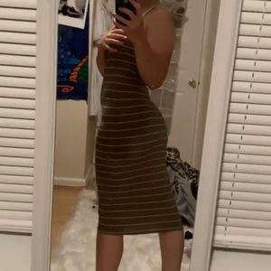 Green and white bodycon dress